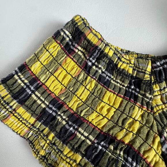 🍀Hot Topic Clueless Yellow Plaid Smocked Cropped Top Junior’s Size Small READ - Picture 6 of 10